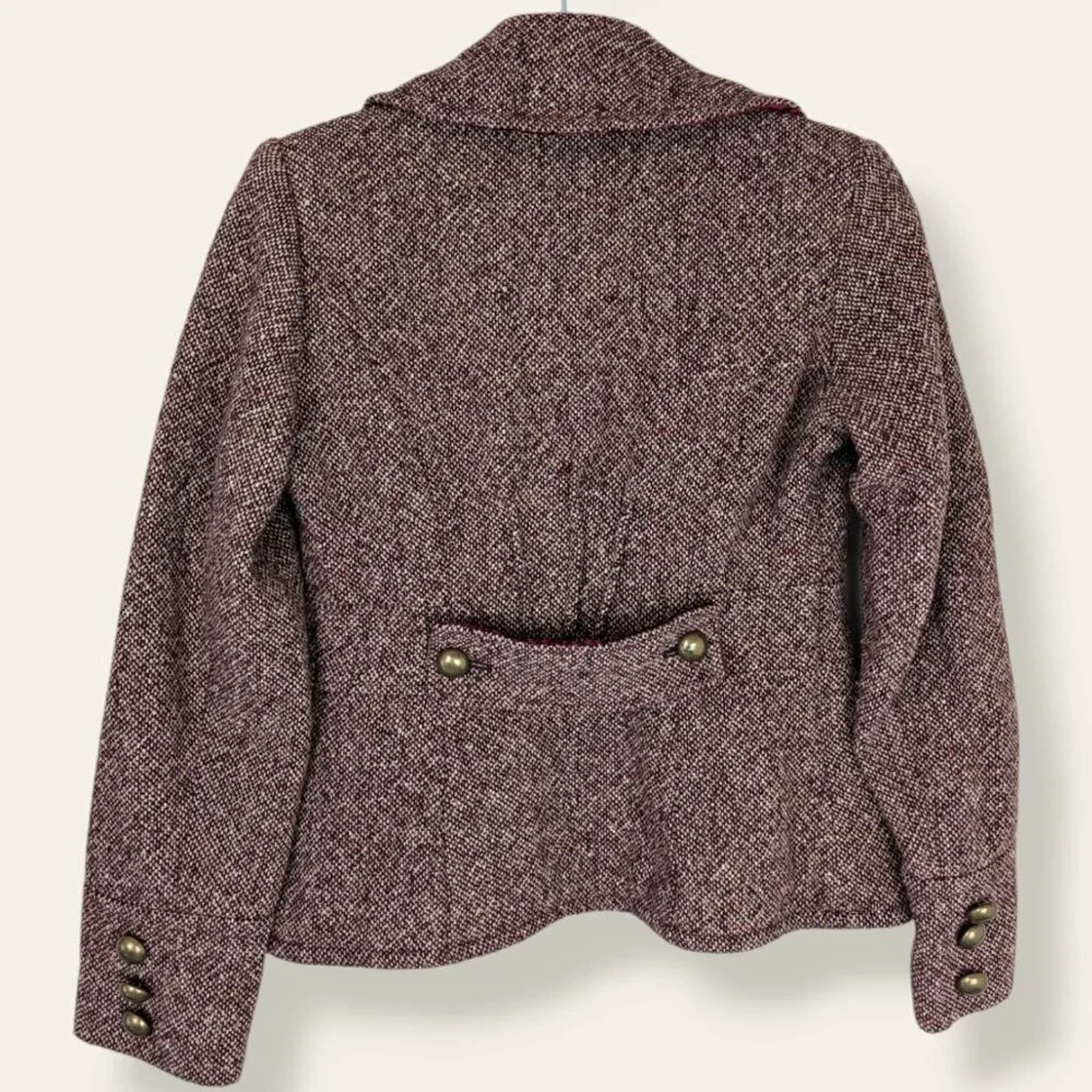 Guess Red Tweed Military-Style Jacket - Picture 9 of 13